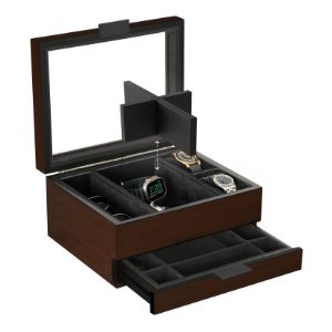 caja elegante organizador relojes madera marron