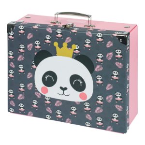 maleta infantil de cartón color rosa panda