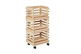 Inter Link - 3 cajas apilables de madera maciza natural - Caja de almacenaje con ruedas, caja de almacenaje para fruta, verdura - Ahorra espacio,...