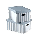 Compactor - Caja almacenaje carton decorativa con tapa. Pack 2 cajas. Contenedores grandes de almacenamiento ropa, juguetes, organizador armario....