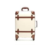 MISAKO Vintage Maleta pequeña rígida - Maleta de Viaje de Cabina de avión Resistente Vintage Beige 55 X 35 X 21 cm Pequeña