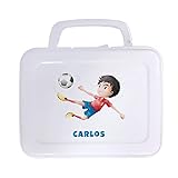 SAQUITOMAGICO Fiambrera infantil almuerzo o caja de merienda Personalizada con Nombre y/o Texto Opcional. (futbol chico)