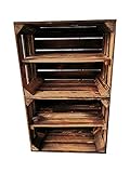 Antiguas cajas de fruta flameadas / cajas de madera con estante intermedio procesado largo – Ideal para la construcción de muebles – Grandes...