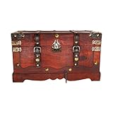 Brynnberg - Caja de Madera Cofre del Tesoro con candado Pirata de Estilo Vintage, Hecha a Mano, Diseño Retro 40x19x22cm