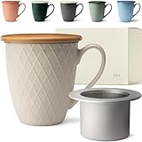 KIVY Taza de té grande con tapa y colador – 650 ml – XXL Taza grande – Taza de té con colador – Taza grande – Taza grande – Taza...