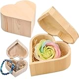 CAILI 2 Piezas Joyero de Madera en Forma de corazón,Caja de Almacenamiento,Caja de Madera,Caja de Madera Lisa,Caja de Madera para joyería para...