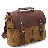 KEREITH La bolsa de mensajero de los hombres Cuero Vintage lienzo bolsa de ordenador portatil impermeable bolso de lona encerada hombro maletín...