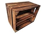 Cajas de frutas antiguas flameadas / cajas de madera 50 x 40 x 30 cm con estante intermedio de larga duración, ideal para la construcción de...