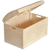 Creative DECO XXL Grande Caja de Madera para Almacenaje de Juguetes | 56,5 x 33 x 36,5 cm | Cofre Baúl Pirata con Tapa | Sin Pintar | Perfecto...