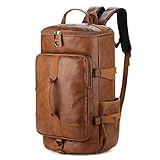 BAOSHA HB-26 3 vías cuero hombres Holdall fin de semana viaje bolsa de asas mochila bolsas de hombro convertible viaje senderismo mochila...