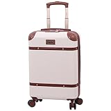 Aerolite Elegante maleta de equipaje de 8 ruedas con carcasa dura de ABS y estilo retro retro vintage con 4 ruedas giratorias dobles ultra...