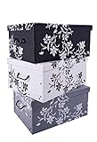 Juego de 3 cajas de almacenamiento de Spetebo, 3 colores (blanco, negro y gris), 45 l cada una, estilo floral barroco