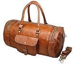 Jaald 56 cm Maleta Equipaje Viaje Mano Cuero Genuino Grande para Hombre y Mujer Fitness Fin de Semana Cabina Carry-on Vendimia Impermeable Regalo...