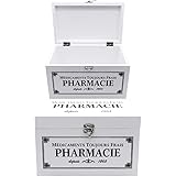 Maison Des Cadeaux Caja de primeros auxilios de madera blanca estilo francés para farmacia (US402)