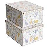 Kanguru SET 2 Cajas organizadoras de almacenamiento ropa, almacenaje decorativas en carton, 39x50x24cm, para armario, baul, bolsas, ropa,...