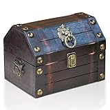 Brynnberg Caja de madera Lionshead S 22x16x16cm - Cofre del tesoro pirata de estilo vintage - Hecha a mano - Diseño retro - joyero
