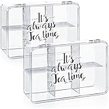 com-four® 2X Caja de Almacenamiento para el té y Las bolsitas de té - Caja de té de plástico Transparente con 6 Compartimentos - Caja de té...