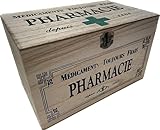 khevga Caja de almacenamiento con tapa: caja de madera para medicamentos (25 x 15 x 15 cm), color verde