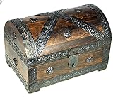 Brynnberg - Caja de Madera Cofre del Tesoro Pirata de Estilo Vintage, Hecha a Mano, Diseño Retro 24x16x16cm