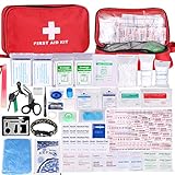 Botiquín de Primeros Auxilios de 200 Piezas,con Hielo, Manta de Emergencia,Máscara de RCP, Survival Tools Kit Bolsa Médica Emergencias para...