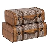 LOLAhome Set de 2 Maletas de Viaje de Madera de álamo de Cuadros Marrones