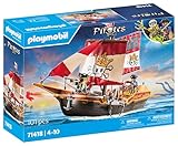 PLAYMOBIL Pirates 71418 Barco Pirata, emocionantes Aventuras en Alta mar, con Accesorios completos como un telescopio, brújula y cañones,...