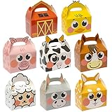 YIWIK 24 Cajas para Chuches de Animales de Granja | Cajas Cumpleaños Infantil, Caja de Regalo para Poner Chucherias, Bolsas Chuches, Tartas,...