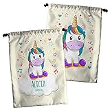 LolaPix Bolsa infantil de merienda - Regalo Personalizado con Nombre - Varios diseños - Unicornio