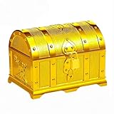 Cofre del Tesoro Pirata, Cofre del Treasure para Fiesta de Cumpleaños Niños, Caja Misteriosa de Plástico con Candado y Llave, para Recibir...