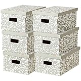 Kanguru Conjunto de 6 Cajas almacenaje de Cartón FSC para Armario, Ropa, Cambio de Temporada y Transporte, Organizadoras, decoradas, Fácil de...