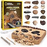 NATIONAL GEOGRAPHIC Mega Kit de Excavación de Fósiles - Excava 15 Fósiles Prehistóricos Genuinos, Kit de Fósiles para Niños, Juguetes...