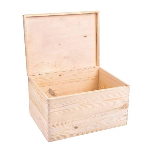 caja de madera con tapa sin pintar Creative Deco XXL Grande