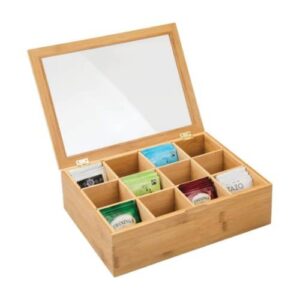 Caja de té 6 compartimentos Dispensador bolsas té bambú Organizador  infusiones