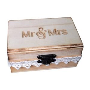Caja de anillo de madera vintage rústica Mr Mrs