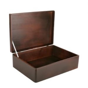 caja con tapa grande madera color marron