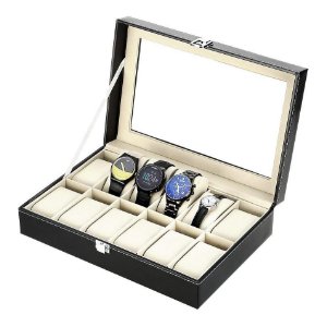 caja para relojes con tapa de cristal amazon